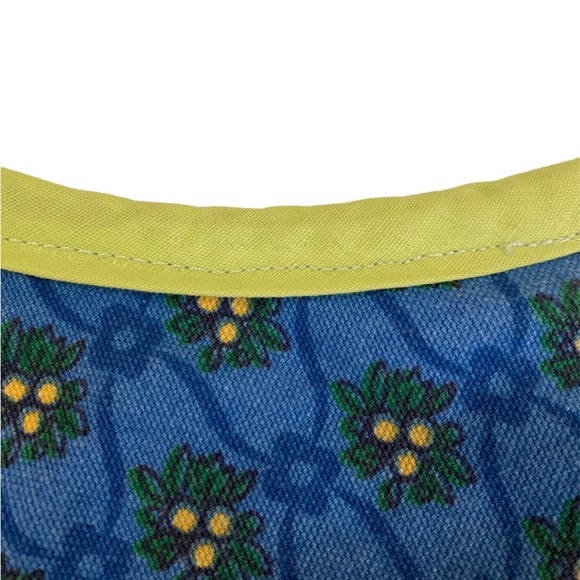 Reversible Cloth Green Blue Bib Apron Butterfly Floral Pocket Vintage? Handmade? - Picture 10 of 12